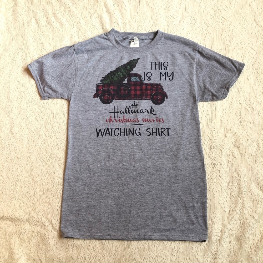 Hallmark Christmas watching novelty printed festive tee